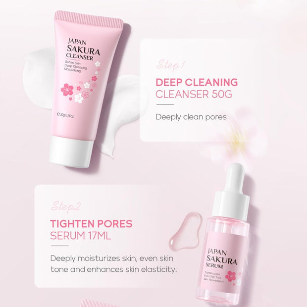 Sakura Skin Care Set 4-piece Set Cleansing Eye Cream Face Cream