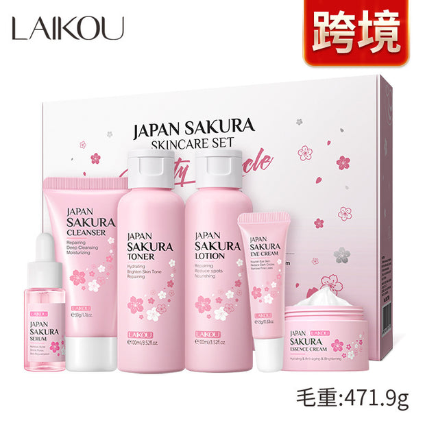 Cherry Blossom Skin Care Set Cleansing And Brightening 6-piece Set