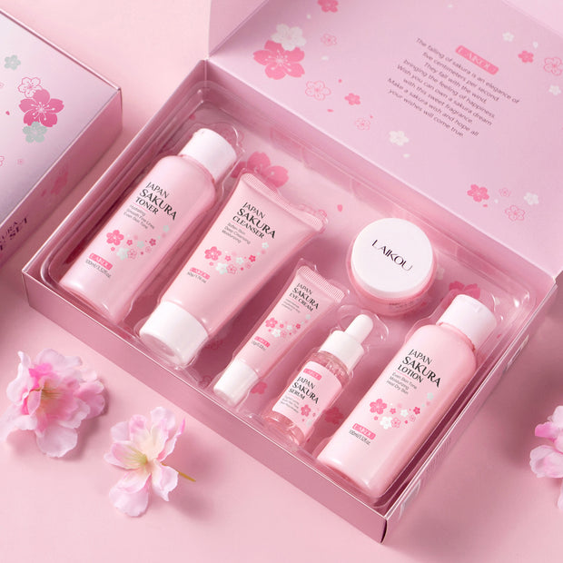 Cherry Blossom Skin Care Set Cleansing And Brightening 6-piece Set