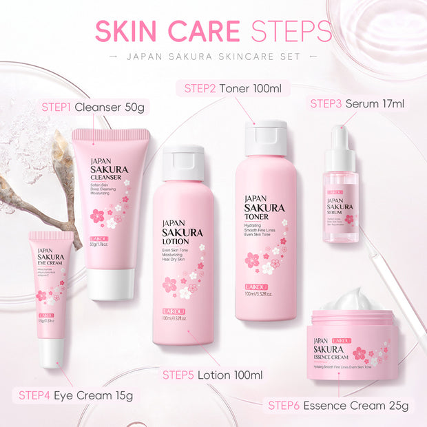 Cherry Blossom Skin Care Set Cleansing And Brightening 6-piece Set